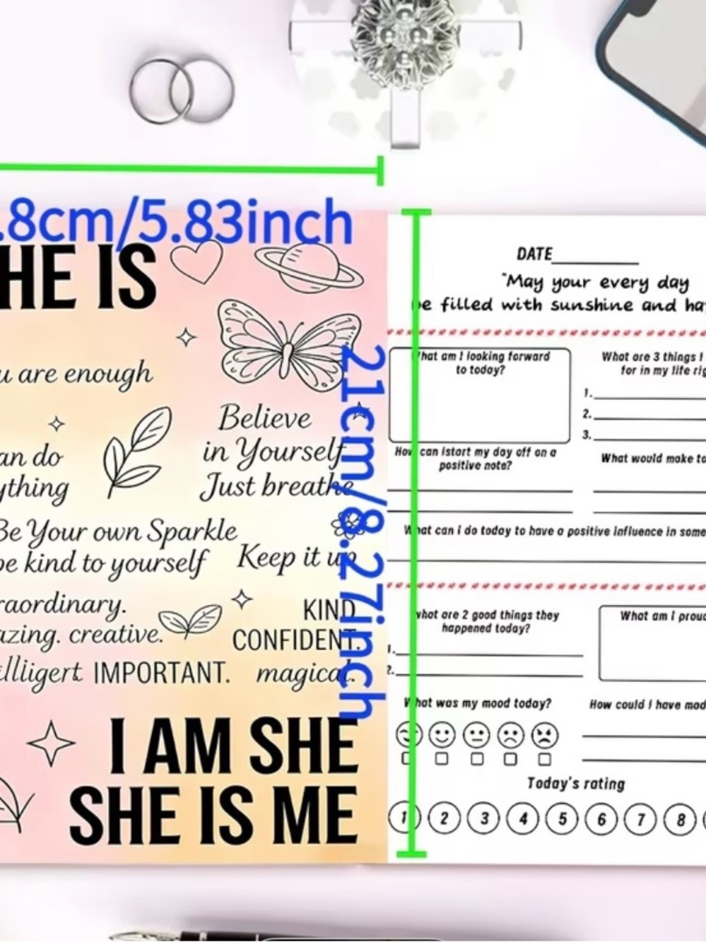 Inspirational Daily Journal Pages - Pink Peach Ombre
